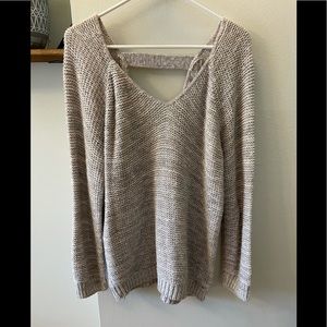 Susina Back Cut Out Tunic Sweater - Grey - S